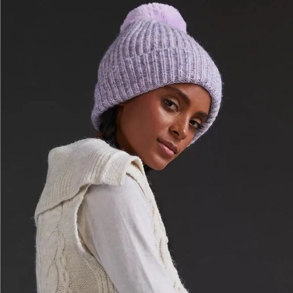 Anthropologie pick a pom purple beanie NWOT - Picture 2 of 6